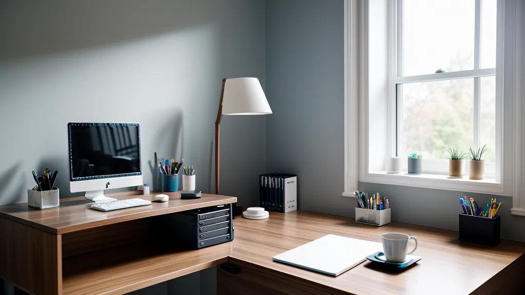 Laptop and coffee cup on a table in a bright modern home