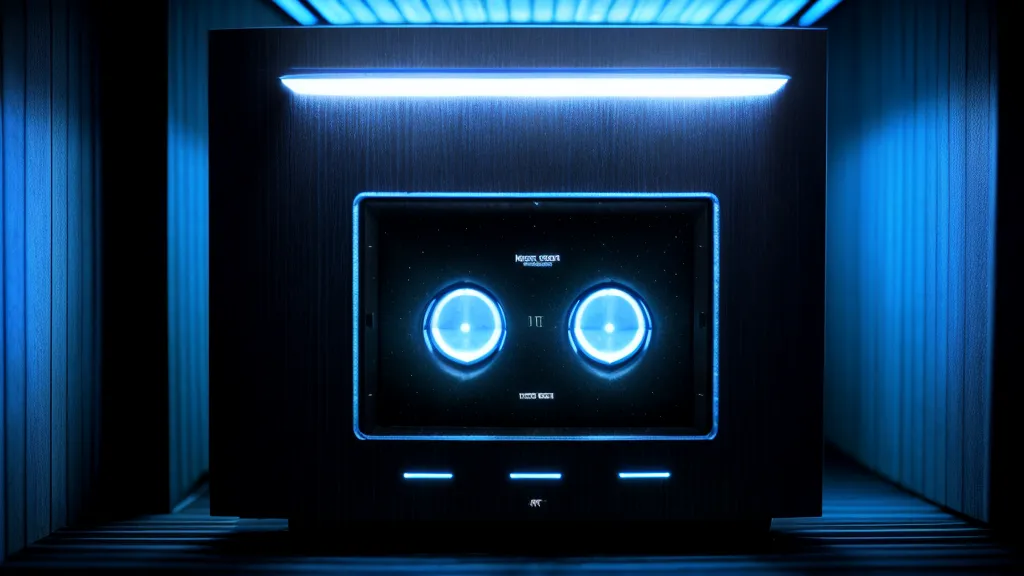 A close-up of a Wi-Fi router with rhythmic blue LED status lights.